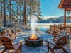 Snowy Cabin Lakeside Firepit