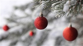 Red Christmas Ornaments on Tree