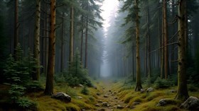A dense coniferous forest