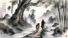 East Asian ink wash landscape