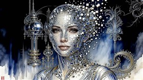 Cyber baroque portrait