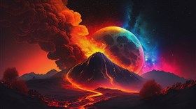 4K Volcano Moon