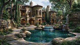 4K Luxury Mansion Pool