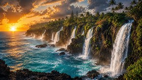 4K Ocean Waterfalls