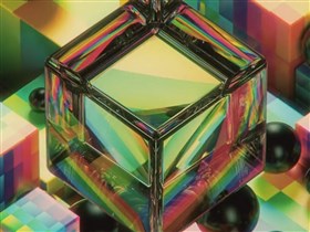 rainbow glass cube