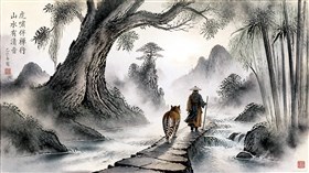 East Asian ink wash landscape