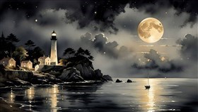 seascape with big moon 2