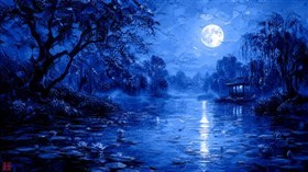 a moonlit pond