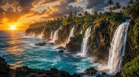 4K Ocean Waterfalls