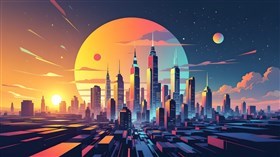 Futuristic City Sunset